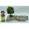 Mur de Gordes TGM + abreuvoir + arbre PM - Décor pour Santons de Provence - LADV