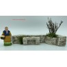 Mur de pierres TGM + banc + thym - Décors de crèche de Provence - LADV