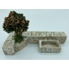 Mur de pierres TGM + abreuvoir + arbre PM - Décors de crèche de Provence - LADV