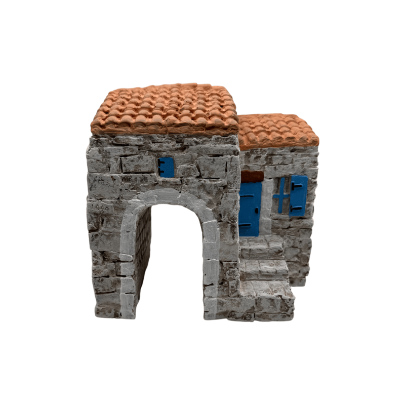 Maison 2 toits + escaliers GM - Décor pour Santons de Provence